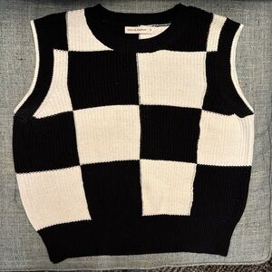 Monki Black and White Checkered Sweater Vest